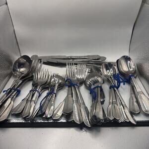 Oxford Hall Stainless Flatware 65 Pc Mixed Set Serving Utensils Silverware Lot *